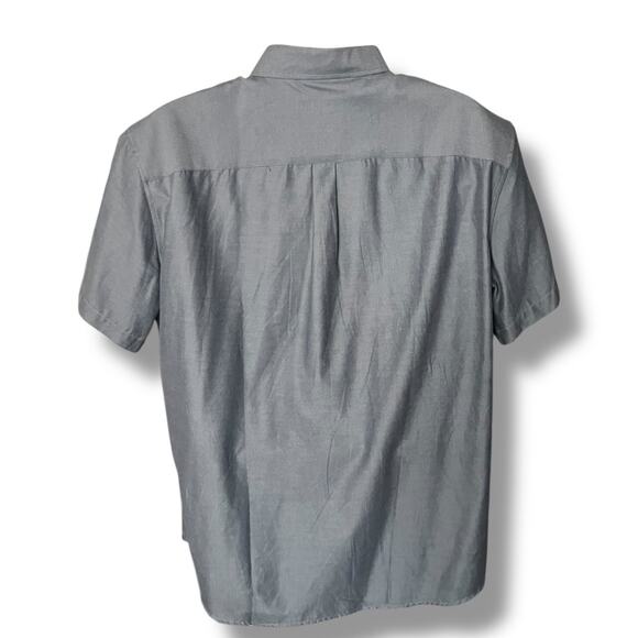 Oxford Men’s Luxury Collection Shirt XL Gray Short Sleeve Button Up - Picture 6 of 10